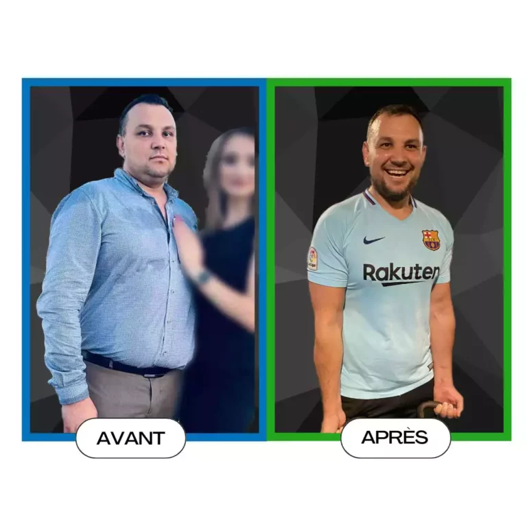 Transformation musculaire avant et après avec du coaching sportif à domicile GYM ACCESS, perte de poids et prise de masse